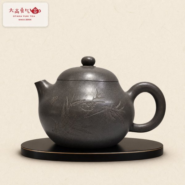 画像1: 紫砂壺｜朱泥 梨形壺（黒色）｜約160ml（C013） (1)