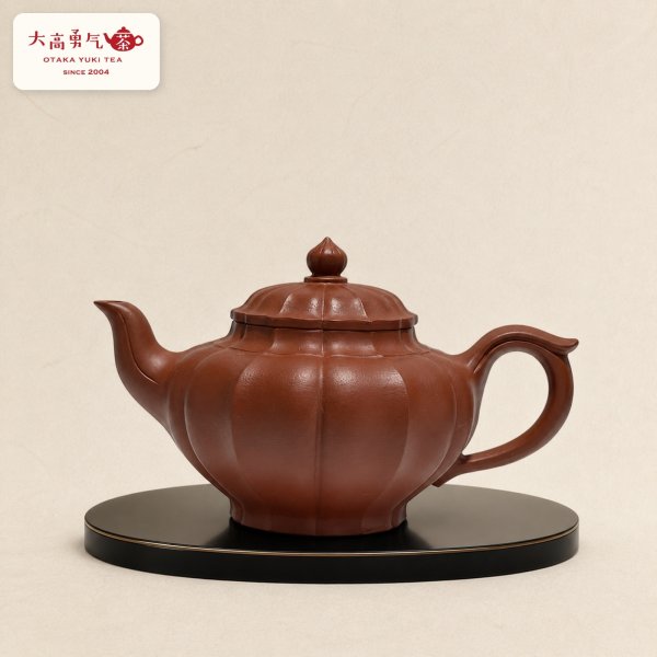 画像1: 紫砂壺｜朱泥 茄瓜頸文壺｜約90ml（E018） (1)